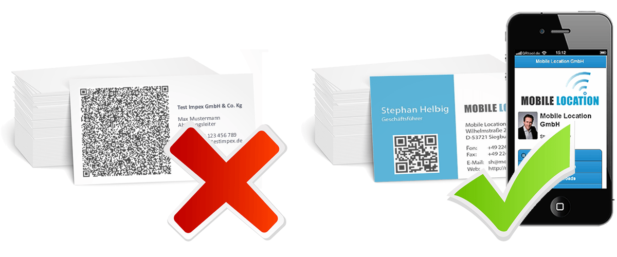 Falscher und richtiger Einsatz von QR Codes in Visitenkarten
